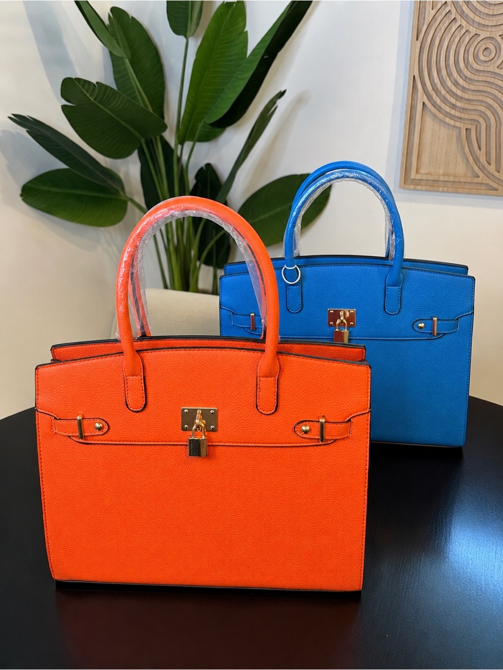 Orange or Blue Leather Top-Handle Tote Bag- Knicks colors!